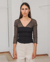 BASERANGE France organic cotton 25 early spring lace stitching long-sleeved T-shirt BAS-TONLS-LA-SU25-BLACK